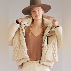 2 for $20😍 Anthropologie Avec Les Filles Sherpa-Lined Hoodie Puffer Jacket – XS